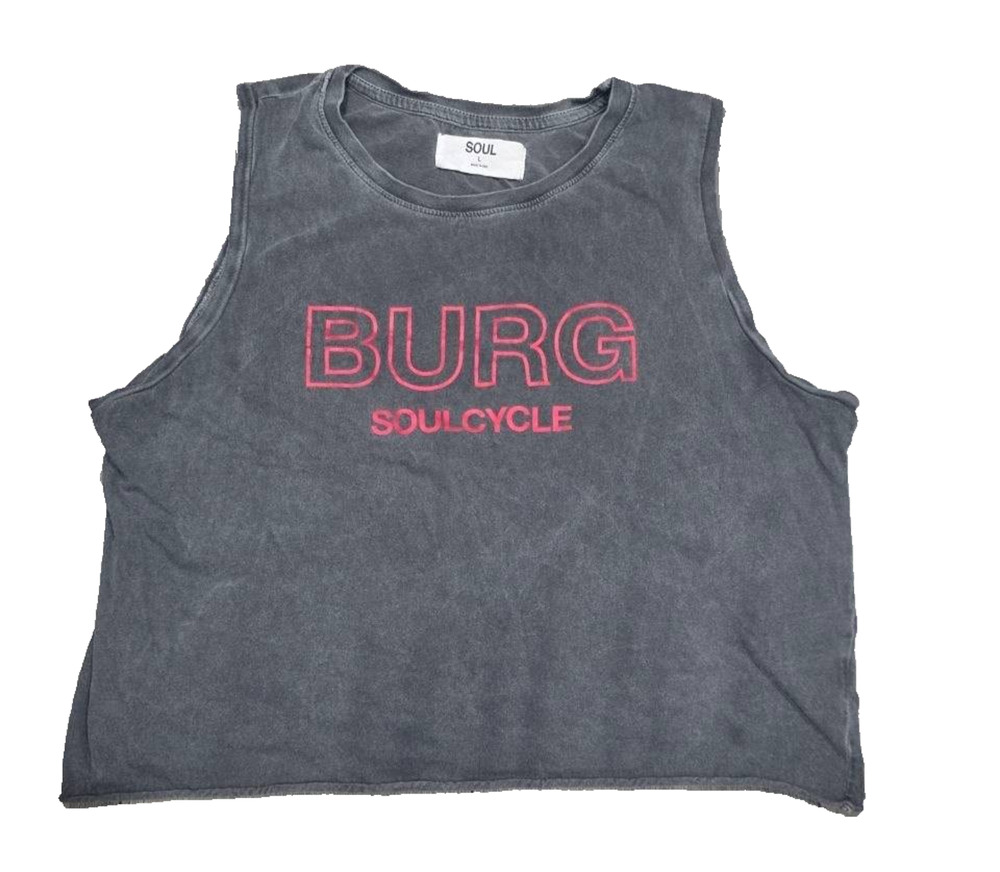Soul Cycle Crop Tank top Y2K preppy gym Gray Large A005048